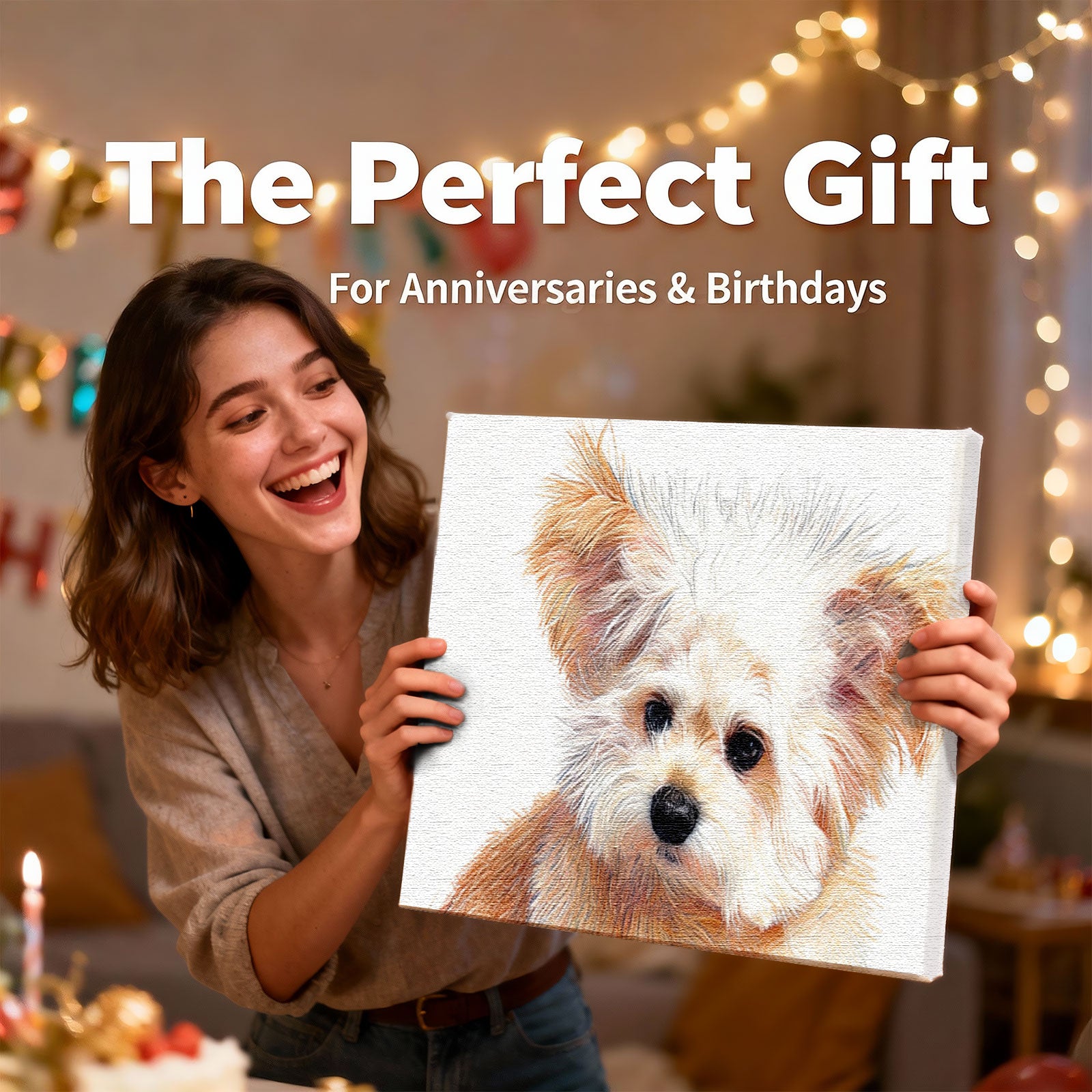 Custom Pet Portrait - Colored Pencil Sketch Style - Personalized Canvas Art