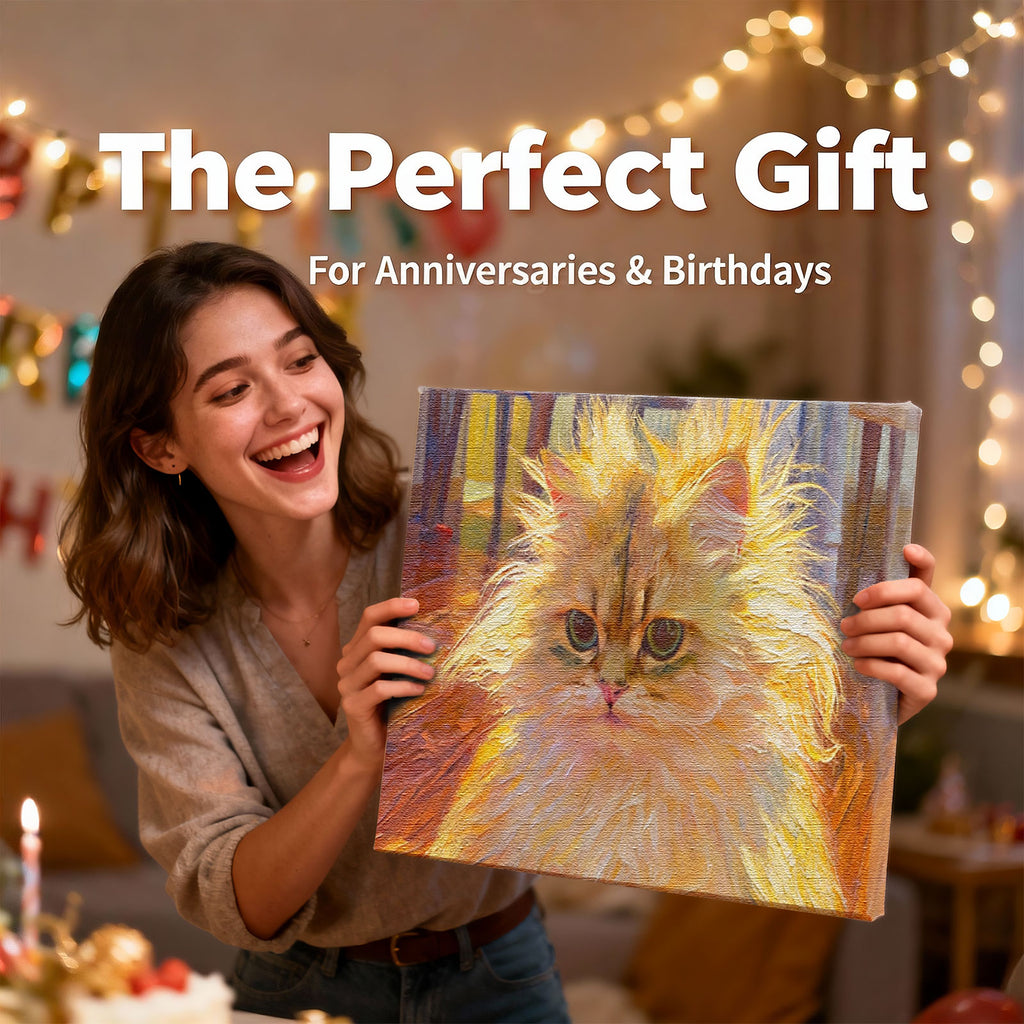 Custom Pet Portrait - Impressionist Oil Painting Style - Personalized Canvas Art
