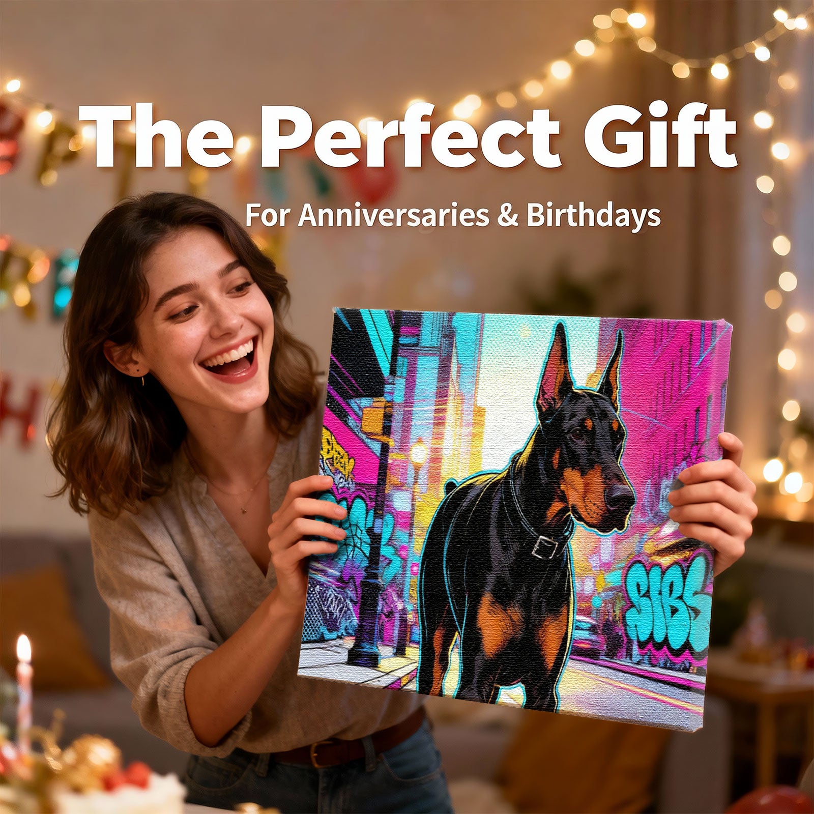 Custom Graffiti Pet Portrait - Turn Your Photo Into Urban Street Art - Personalized Canvas