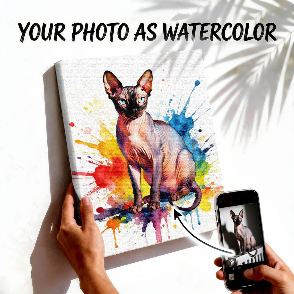 Custom Watercolor Pet Portrait - Vibrant Splash Art Style - Personalized Canvas
