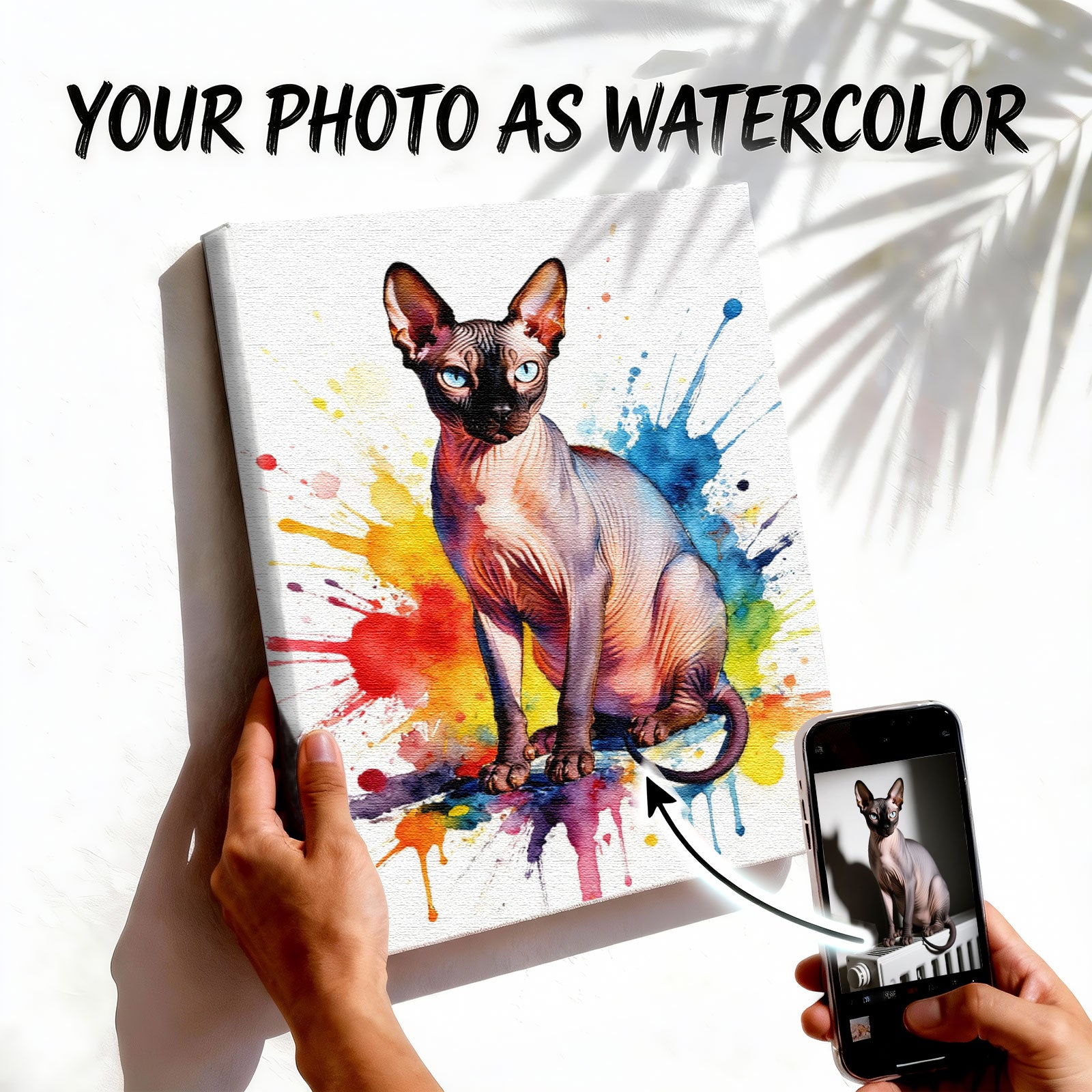 Custom Watercolor Pet Portrait - Vibrant Splash Art Style - Personalized Canvas