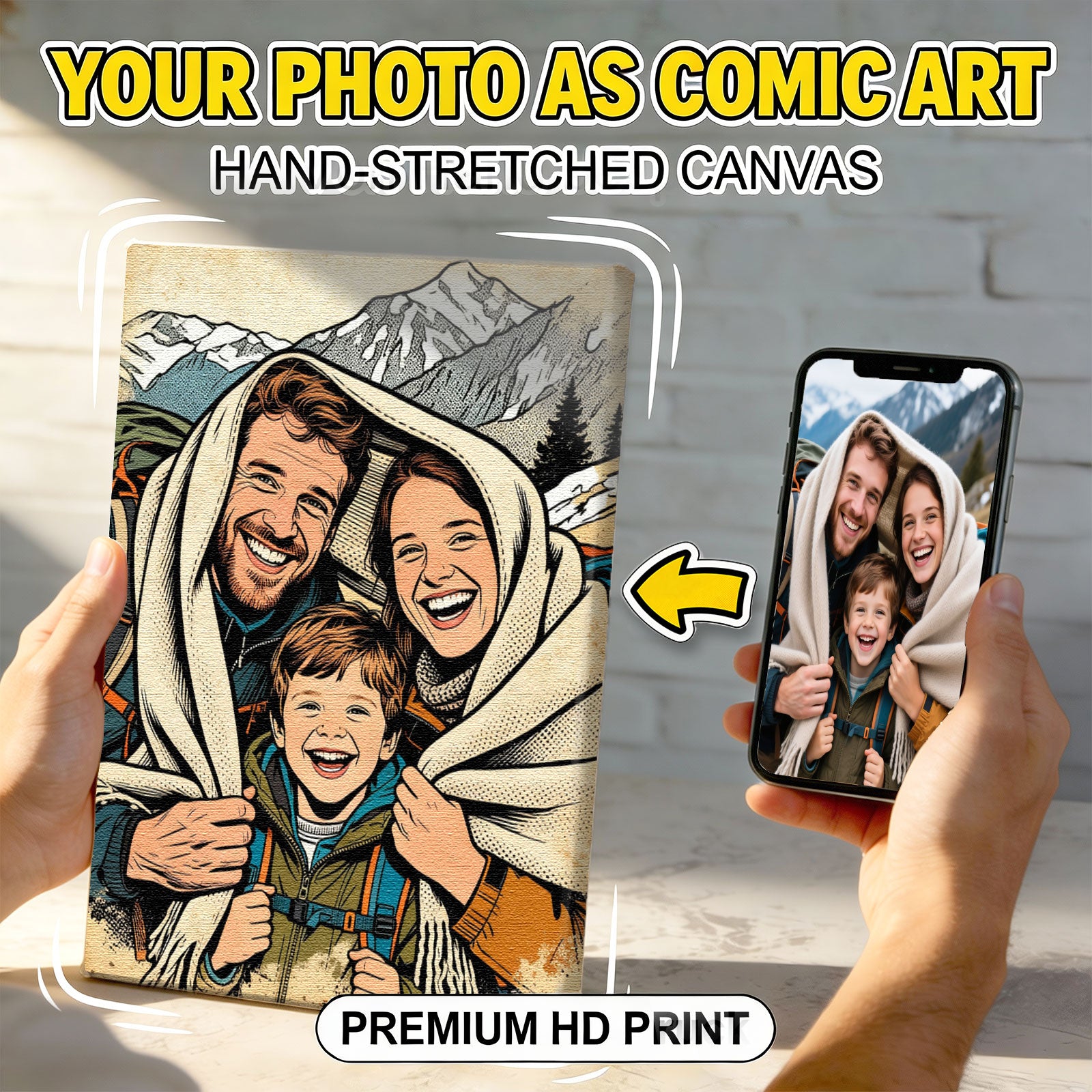 Turn Your Photo Into Comic Art - Personalized Custom Portrait Canvas - Unique Gift Idea 