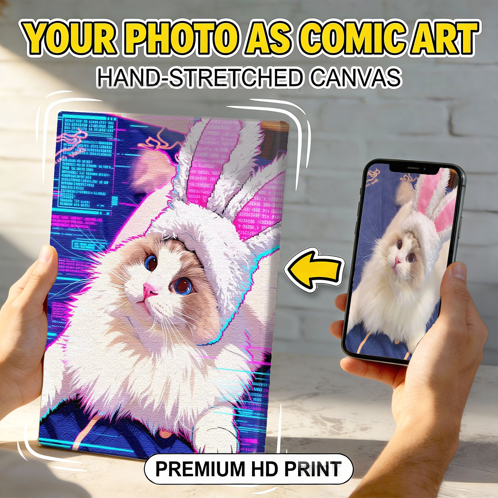 Personalized Cat & Dog Wall Art - Custom Comic Style Canvas Print