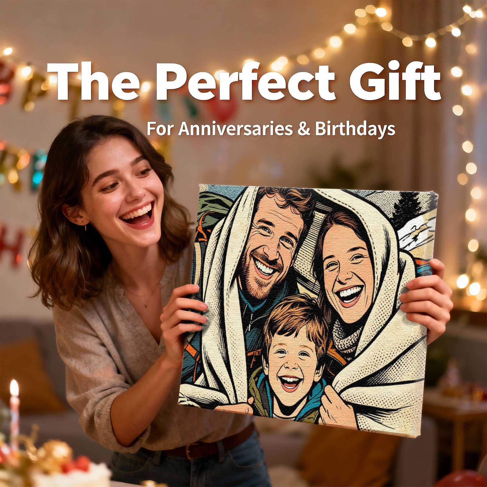 Turn Your Photo Into Comic Art - Personalized Custom Portrait Canvas - Unique Gift Idea 