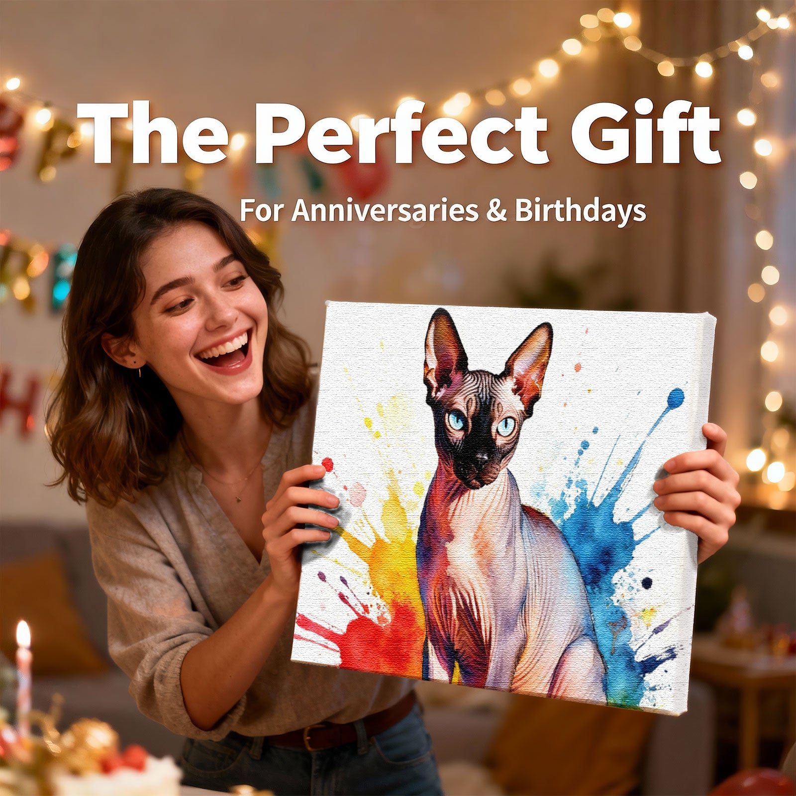 Custom Watercolor Pet Portrait - Vibrant Splash Art Style - Personalized Canvas