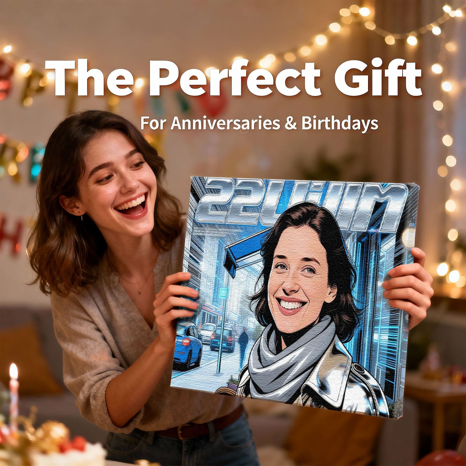 Premium Custom Comic Style Portrait - Personalized Photo to Canvas Wall Art - Hand-Stretched &amp; Ready to Hang 