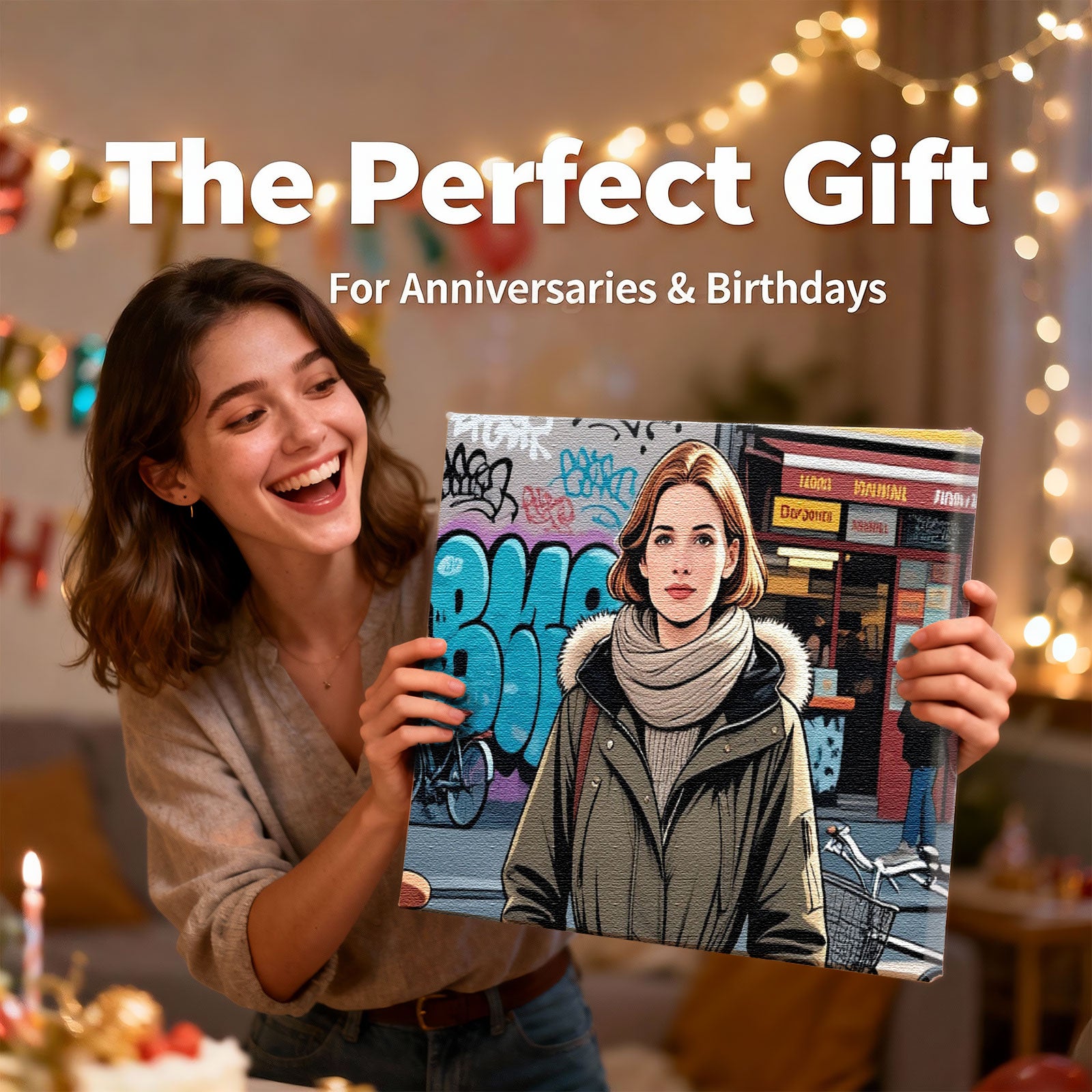 Custom Comic Art Canvas Print - Personalized Portrait from Your Photo - Hand-Stretched Wall Art 