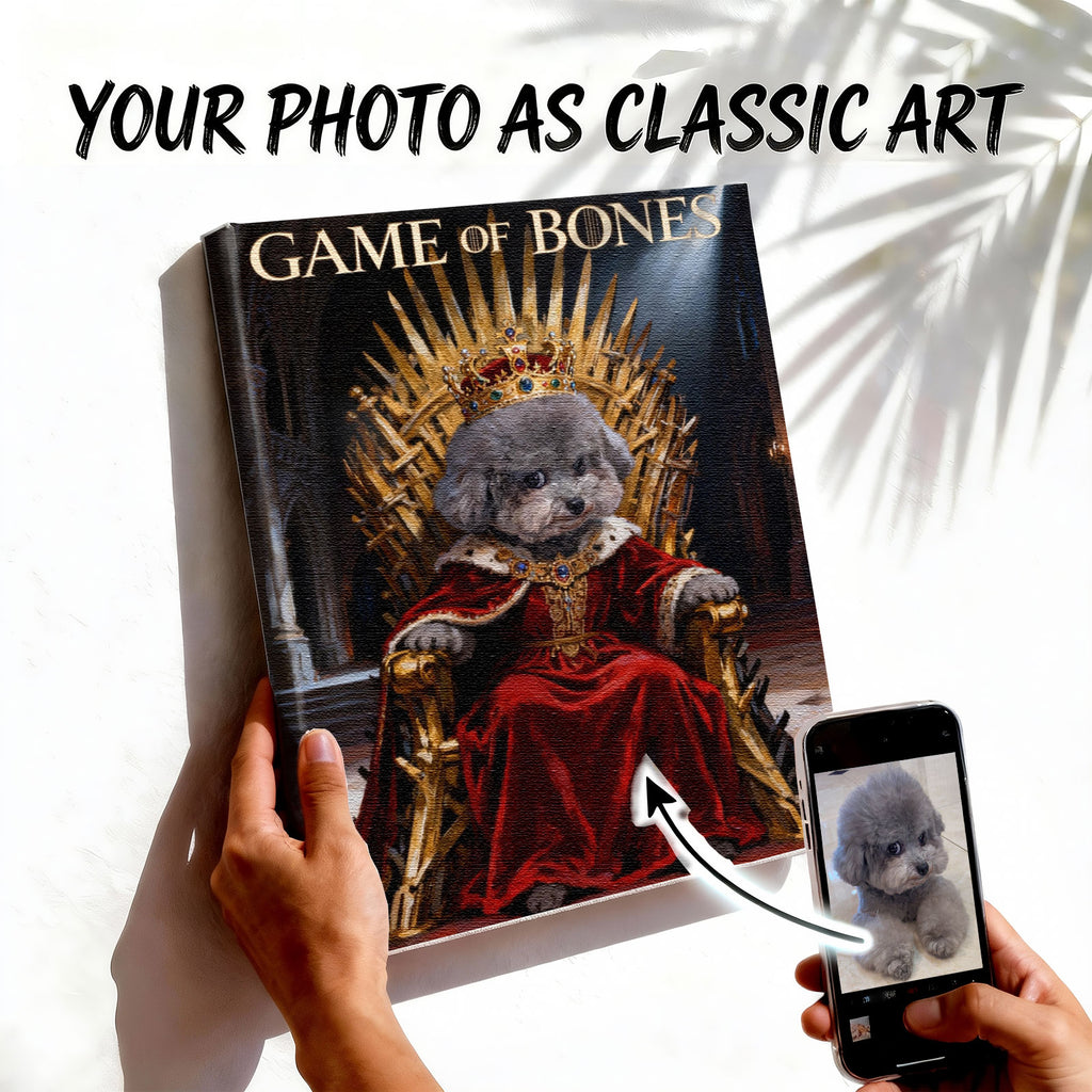 Personalized Pet King Portrait - Custom Photo to Classic Art Canvas