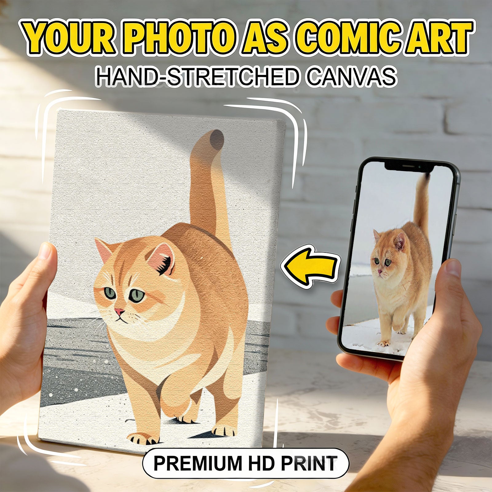 Custom Pet Portrait Canvas - Turn Photo into Modern Comic Art
