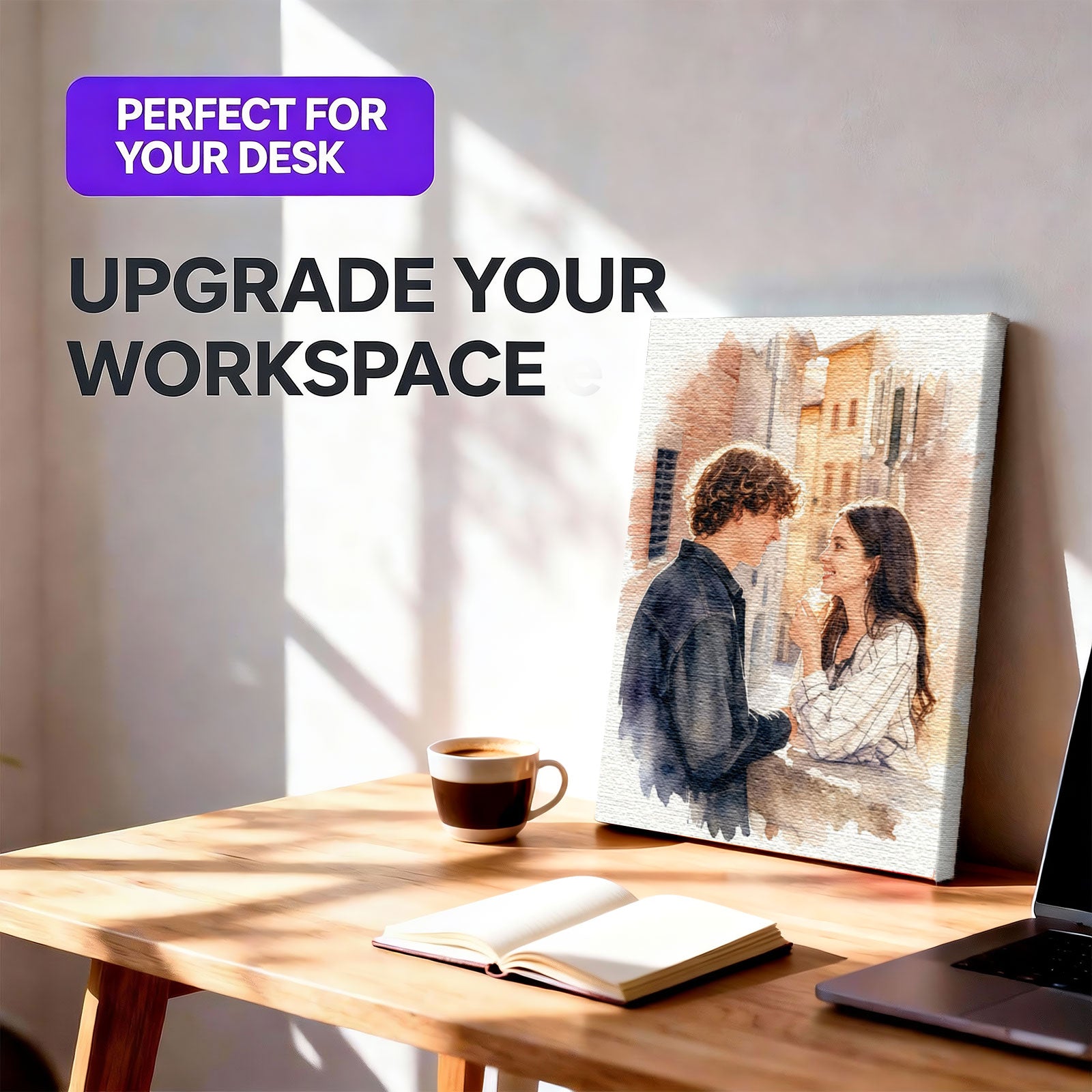 Custom Couple Portrait - Watercolor Style - Personalized Photo to Painting Canvas