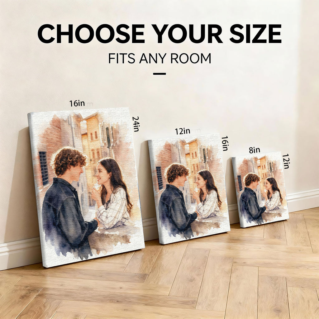 Custom Couple Portrait - Watercolor Style - Personalized Photo to Painting Canvas