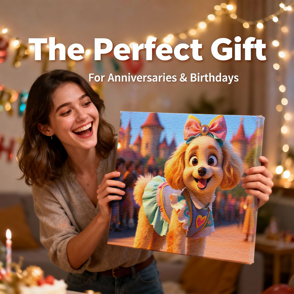 Turn Your Pet Into a 3D Character - Custom Cute Cartoon Canvas Art