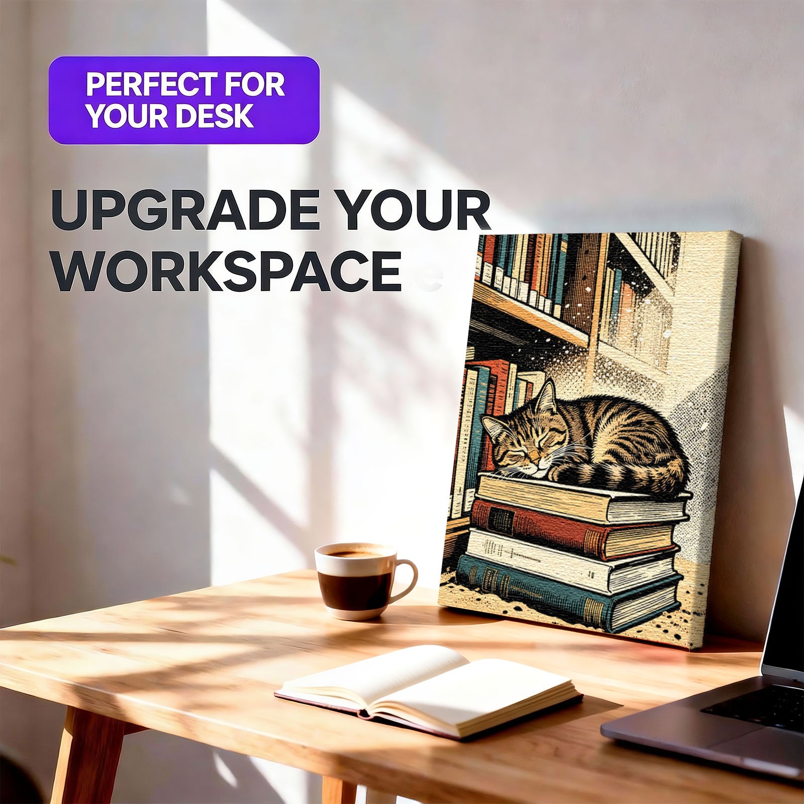 Custom Cat Comic Book Style Portrait - Personalized Sleeping Pet Photo on Canvas - Unique Feline Wall Decor 